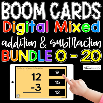 Preview of Digital Mixed Addition and Subtraction Bundle 0 - 20  | Boom Cards™