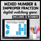 DIGITAL Mixed Number & Improper Fraction Matching Game for Google Drive