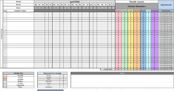 Preview of Digital Monthly Attendance Sheet (12 Mouth's)