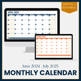 Digital Monthly Calendar 2023-2024 | Teacher Planner | Edi