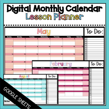 Preview of Digital Monthly Calendar Lesson Planner | Google Sheets [Editable]