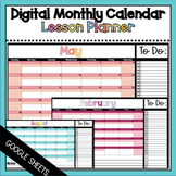 Digital Monthly Calendar Lesson Planner | Google Sheets [E