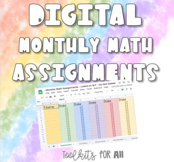 Preview of Digital Monthly Math Assignments