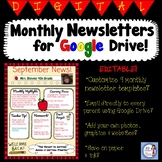 Digital Monthly Newsletter Set for Google Drive/Distance Learning