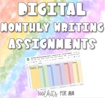 Preview of Digital Monthly Writing Assignments