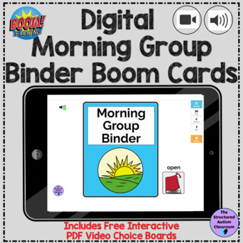 Preview of Digital Morning Meeting Binder with Real Photos Boom Cards Special Education