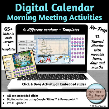 Preview of Digital Morning Meeting Calendar & 12 Months Templates