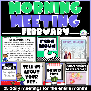 Preview of Digital Morning Meeting Slides February: Holiday, Share, Read Aloud & Games