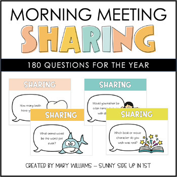 Preview of Morning Meeting Sharing Questions for the Year
