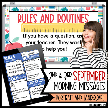 Preview of Digital Morning Meeting Slides August September Morning Message