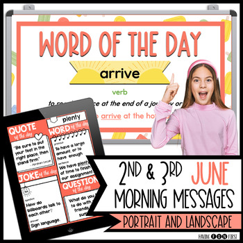 Preview of Digital Morning Meeting Slides June Daily Morning Message Slides 2nd 3rd grade