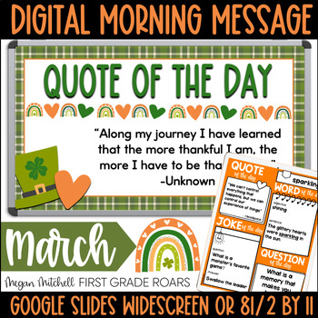 Preview of Digital Daily Morning Messages Google Slides March Morning Meeting