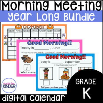 Preview of Digital Morning Meeting and Calendar Bundle for Kindergarten