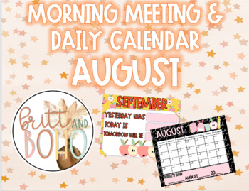 Preview of Digital Morning Meeting and Daily Calendar Slides-August/September