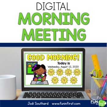 Preview of Digital Morning Meeting | 1st Grade Morning Meeting Slides Activities BUNDLE