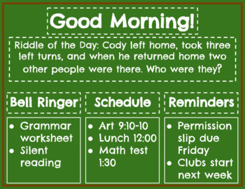 Preview of Digital Morning Message Templates, Multiple Styles, Editable in Slides