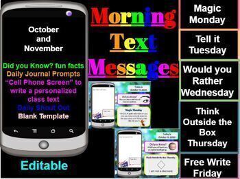 Preview of Digital Morning Messages for Google Slides Oct/Nov