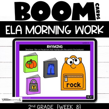 Preview of Digital Morning Work 2nd Grade ELA Boom Cards Week 8 | Daily Language