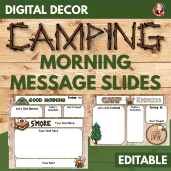 Preview of Digital Morning Work Assignment Slides in Camping Theme