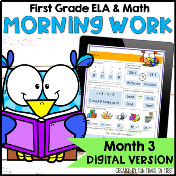 Preview of Digital Morning Work for First Grade  for Google Slides Month 3