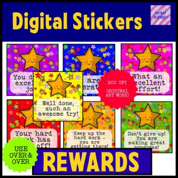 Preview of Digital Motivational Reward Stickers For SeeSaw™️ or Google™️ - Flower Star