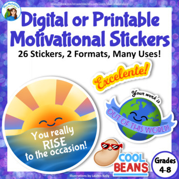 Preview of Digital and Printable Stickers Set 2: Upper Elementary and Middle School