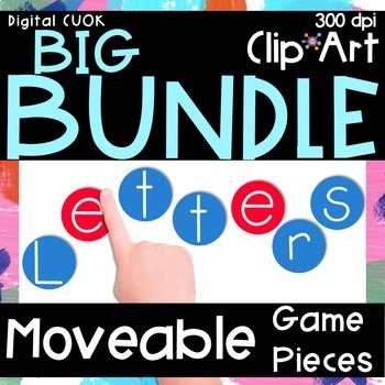 Preview of Moveable Digital Game Pieces Alphabet Bundle - Extended License Included