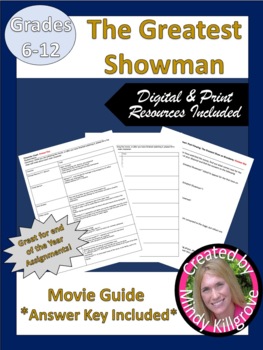 Preview of Digital Movie Guide and Activities to be used with The Greatest Showman