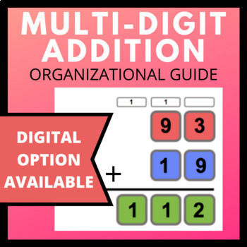 Preview of Digital Multi-Digit Addition Worksheet Guide *Reusable 4.NBT.4 3.NBT.2