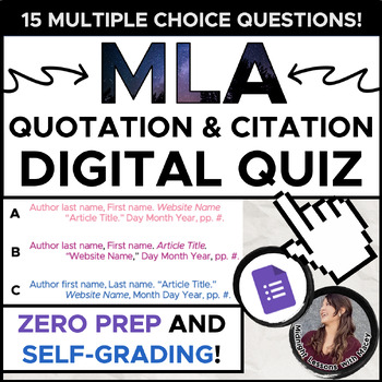 Preview of Digital Multiple Choice MLA Quotations & Citations Quiz