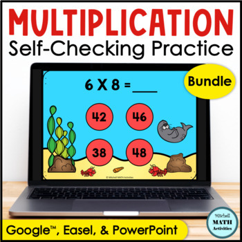 Preview of Digital Multiplication Fact Fluency Practice  Self-Checking Activity BUNDLE
