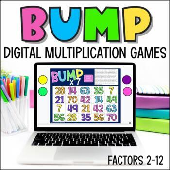 Preview of Digital Multiplication Facts Bump Games - Fact Fluency Math Practice & Review