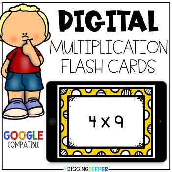 Preview of Digital Multiplication Flash Cards for Fact Fluency Practice