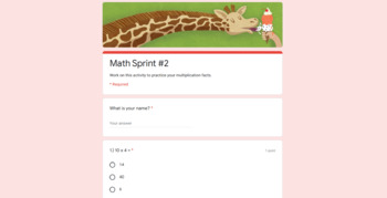 Preview of Digital Multiplication Fluency Sprint- Google Form 