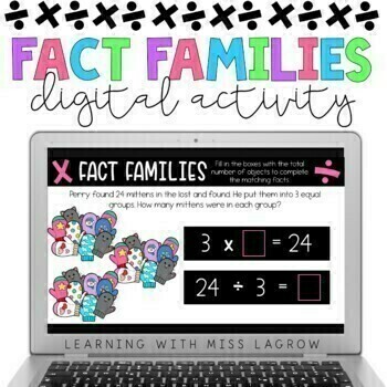 Preview of Digital Multiplication and Division Fact Families Activity