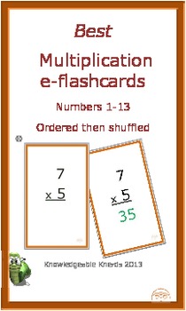 Preview of Digital Multiplication eFlashcards, 1-13 ordered then shuffled