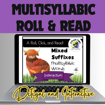 Preview of Digital Multisyllabic Words/Sentences Roll & Read |Decoding Game| Mixed Suffixes