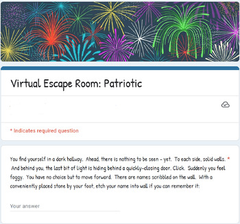 Preview of Digital Music Escape Room | Patriotic Songs | Google Forms