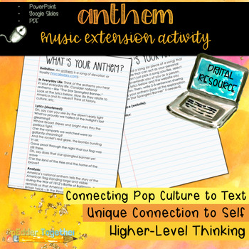 Preview of Digital Music Extension Activity: Ayn Rand's Anthem, What's Your Anthem?
