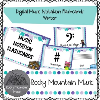 Preview of Digital Music Notation Flashcards Winter Themed