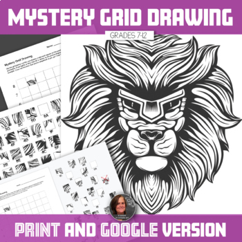 Preview of Digital Mystery Grid Drawing - Digital & Traditional - Art Sub Lesson