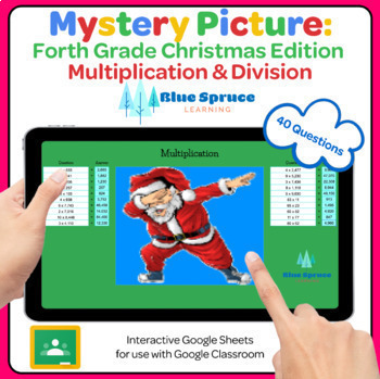 Preview of Digital Mystery Picture: 4th Grade Multiplication & Division Christmas Fun
