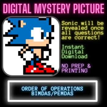 Preview of Digital Mystery Picture (Sonic) Order of Operations - BIMDAS/PEMDAS