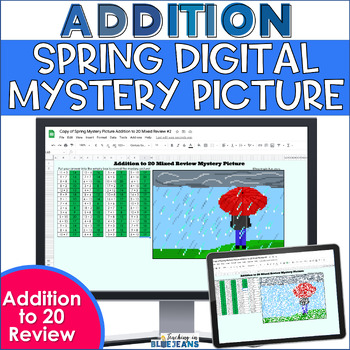 Preview of Digital Mystery Picture for Addition to 20 | Spring Addition Math Facts Practice