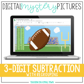 Preview of Digital Mystery Pictures // 3-Digit Sub // Google Classroom // Distance Learning