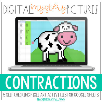 Preview of Digital Mystery Pictures // Contractions // Google Classroom //Distance Learning