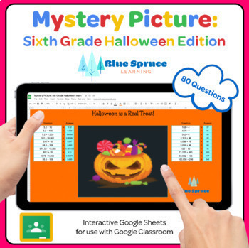 Preview of Digital Mystery Pictures: Grade 6 Halloween Edition! Pixel Art