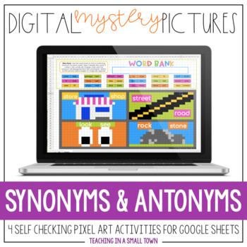 Preview of Digital Mystery Pictures // Synonyms & Antonyms // No Prep // Distance Learning