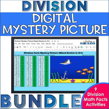 Preview of Digital Mystery Pictures for Division Facts BUNDLE | Digital Math Fact Practice