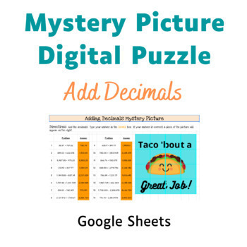 Preview of Digital Mystery Puzzle - Add Decimals - Self Checking